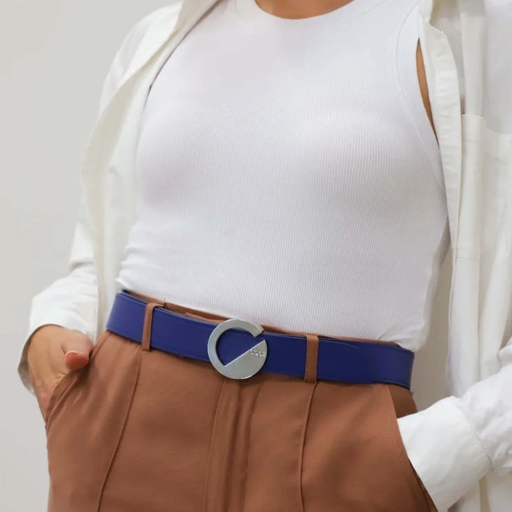 DOOZ Italian Leather Duo Belt - Reversible Cobalt/Burgundy
